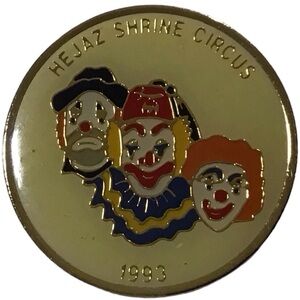 Hejaz Shrine Circus Pin Clowns Sad Happy Enamel Metal Taiwan Vintage